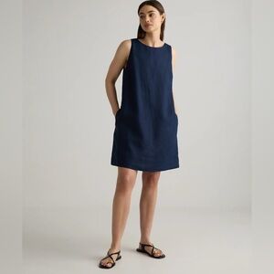 New Quince 100% European Linen Tank Mini Dress- Deep Navy